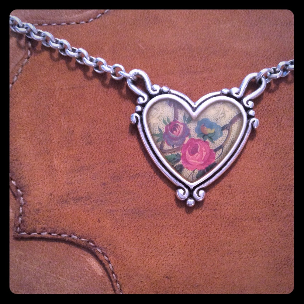 Brighton Heart and Flowers Reversible Necklace